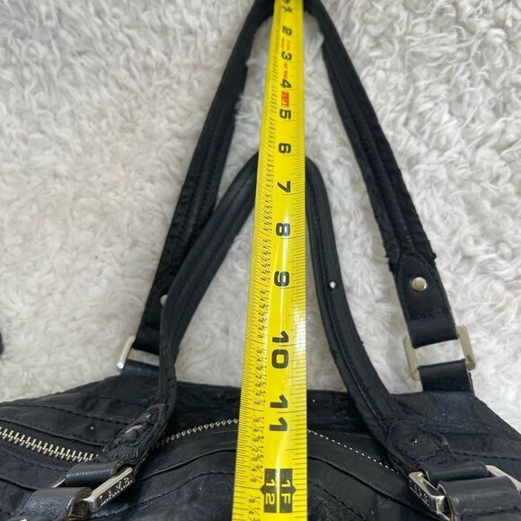 L.A.M.B By Gwen Stefani Black Soft Leather Satchel Shoulder silver tone hardware - Picture 11 of 16